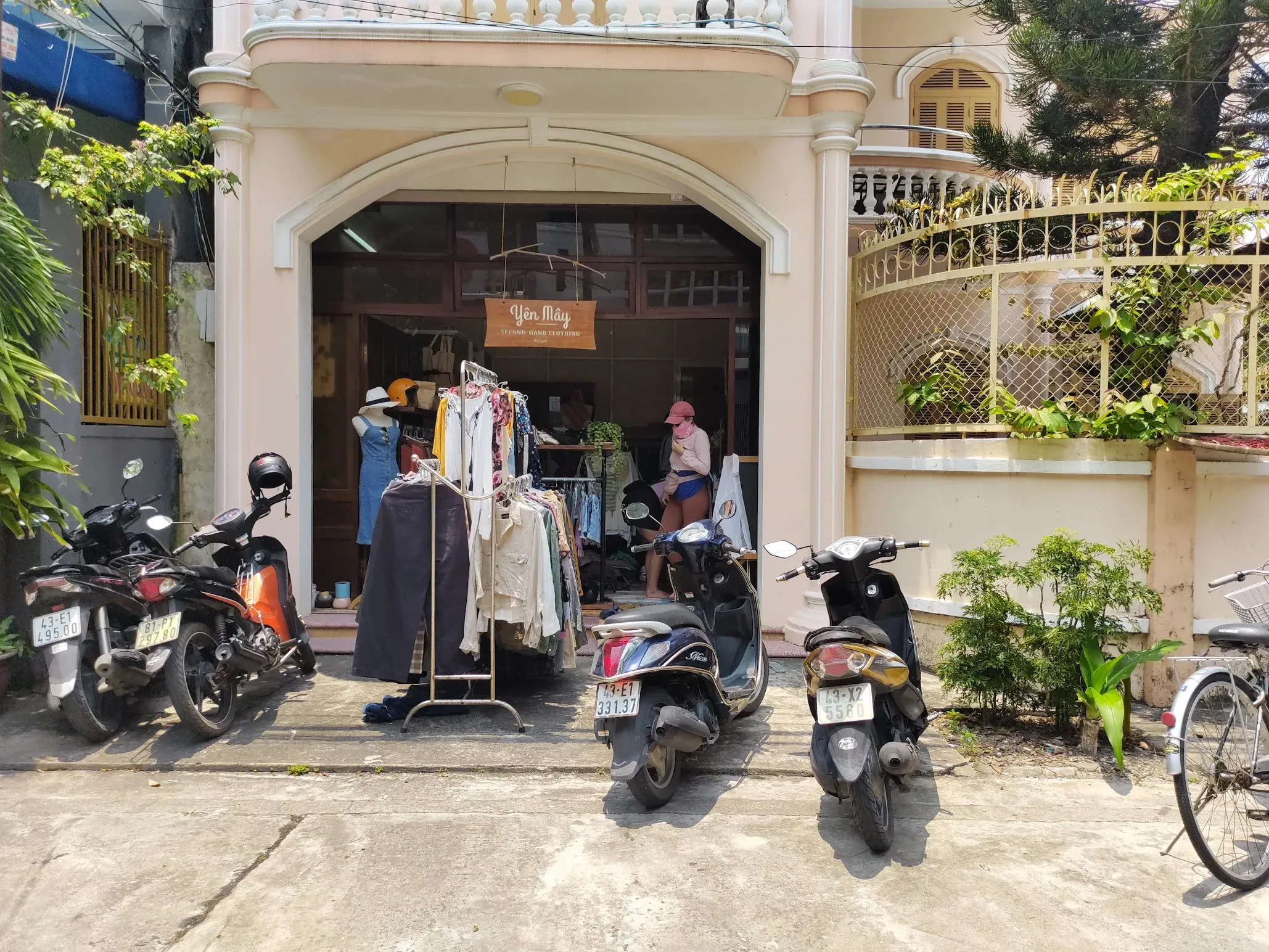 Clothing rails outside the small first Yen May shop