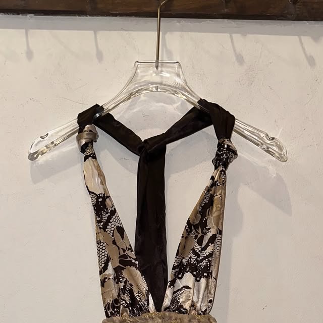 Sold patterned halter top from the Yen May archive